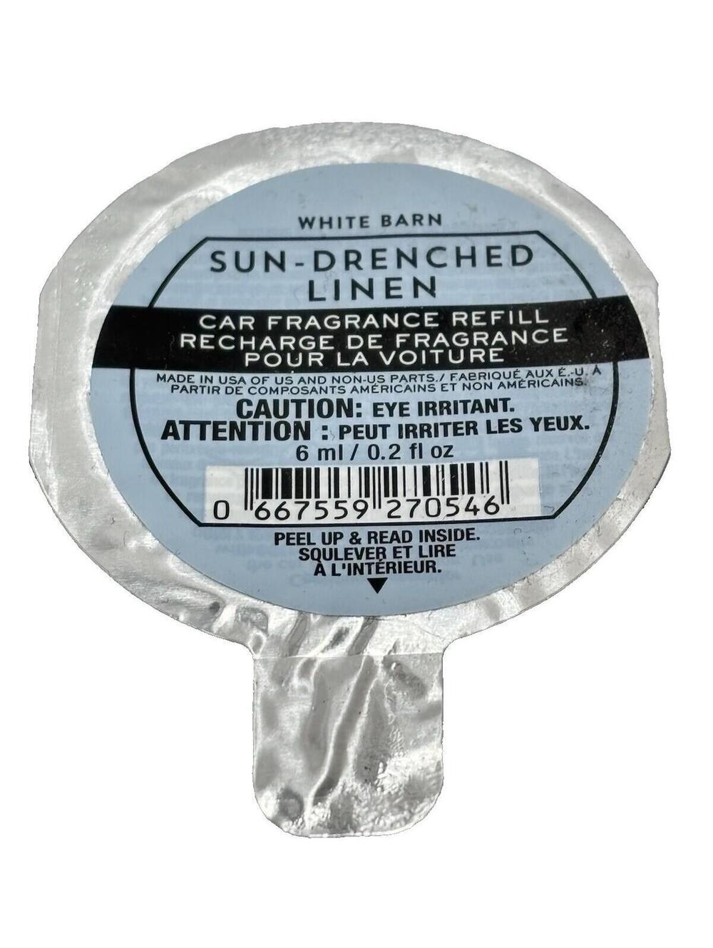 Bath & Body Works Sun-Drenched Linen Car Refill 0.2 fl oz 6ml Fragrance NEW